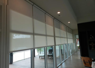 Roller shades in business building